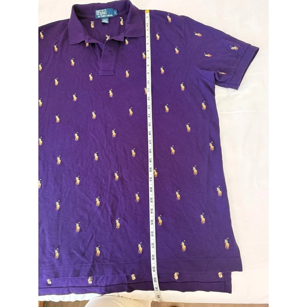 Vintage Polo by RALPH PAUREN embroidered purple polo shirt sleeve men's Large